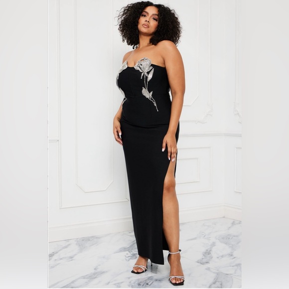 Maxi black dress with rhinestones - Picture 2 of 4